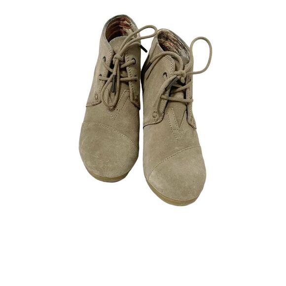 Toms Kala Wedge Desert Taupe Suede Shoes Bootie Size 6W - Picture 4 of 9